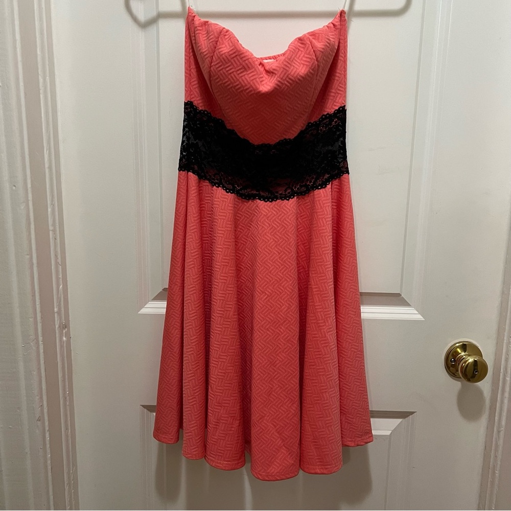 Coral strapless dress